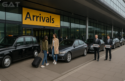 Heathrow Airport taxi at terminal pickup zone
