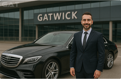 Chauffeur providing meet-and-greet service at Heathrow Airport