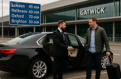 Chauffeur providing meet-and-greet service at Heathrow Airport