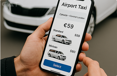Booking a taxi at Gatwick airport