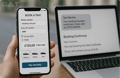 Booking Process Luxury minicab Heathrow to Batt, Booking Confirmation