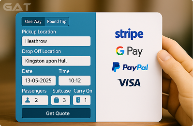 Booking Process Private car from Heathrow to Kingston Upon Hull