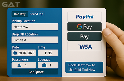 Booking Process Private car from Heathrow to Lichifield