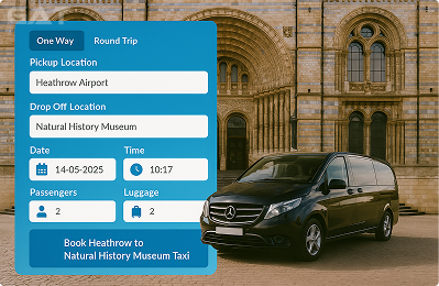 Booking Process Private car from Heathrow to Natural History Museum