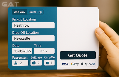 Booking Process Private car from Heathrow to New Castle