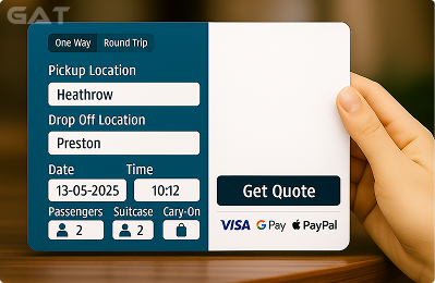 Booking Process Private car from Heathrow to Preston