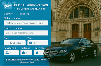 Booking Process for Heathrow to Victoria and Albert Museum Taxi