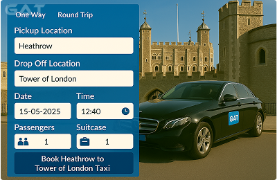 Booking Process for Heathrow to Tower of London Taxi