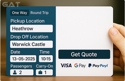 Booking Process for Heathrow to Warwick Castle Taxi