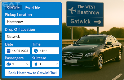 Booking Process Private car from Heathrow to Gatwick