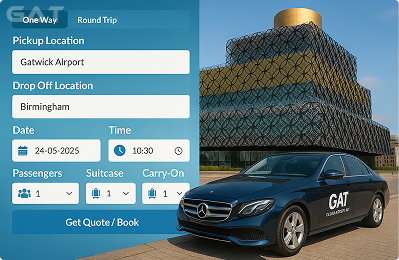 Booking Process Luxury minicab Heathrow to Birmingham