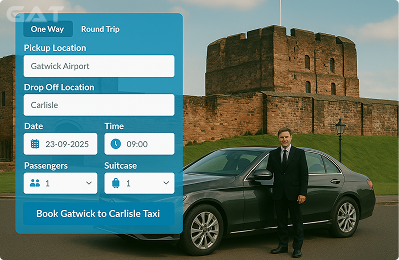 Booking Process Luxury minicab Gatwick to Carlisle