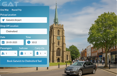 Booking Process Luxury minicab Gatwick to Chelmsford