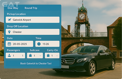 Booking Process Luxury minicab Gatwick to Chester