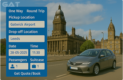 Booking Process Luxury minicab Gatwick to Leeds