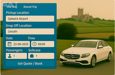 Booking Process Luxury minicab Gatwick to Lincoln