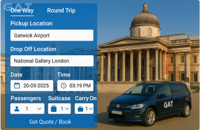 Booking Process Luxury minicab Gatwick to National Gallery
