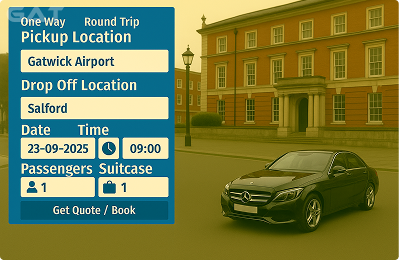 Booking Process Luxury minicab Gatwick to Salford
