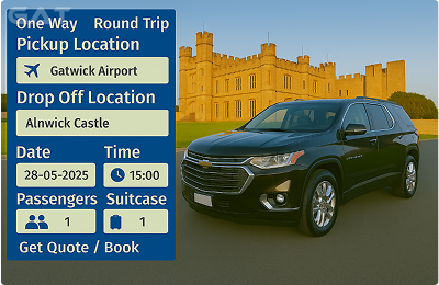 Book Airport Taxi - Private Car Stansted to Alnwick Castle