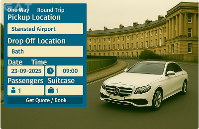 Book Airport Taxi - Private Car Stansted to Bath