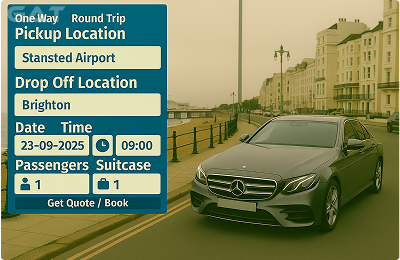 Book Airport Taxi - Private Car Stansted to Brighton