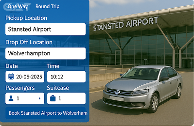 Book Airprt Taxi - Private car Stansted to Wolverhampton