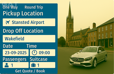 Book Airprt Taxi - Private car Stansted to Wakefield