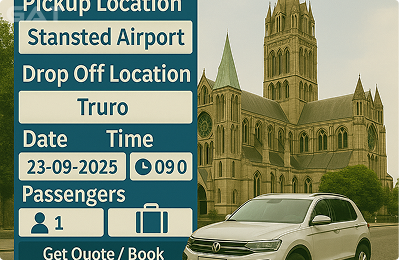 Book Airprt Taxi - Private car Stansted to Truro