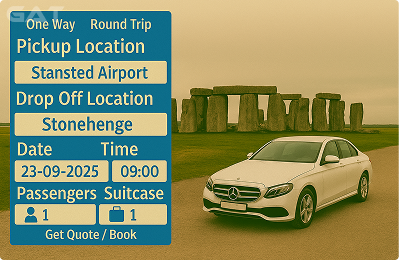 Book Airprt Taxi - Private car Stansted to Stonehenge