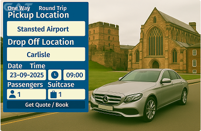 Book Airprt Taxi - Private car Stansted to Carlisle - Global Airport Taxi