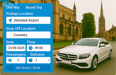 Book Airprt Taxi - Private car Stansted to Coventry