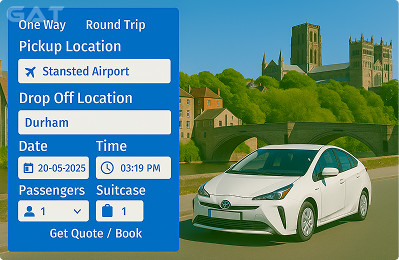 Book Airprt Taxi - Private car Stansted to Durham