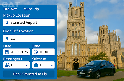 Book Airprt Taxi - Private car Stansted to Ely - Instant Quote