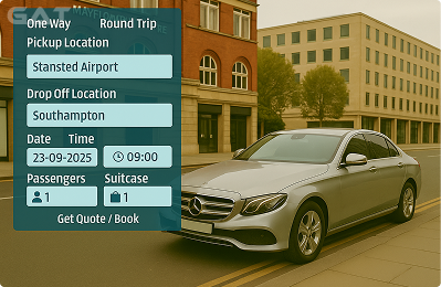 Book Airprt Taxi - Private car Stansted to Southampton