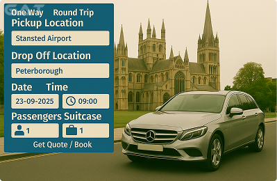 Book Airprt Taxi - Private car Stansted to Peterborough