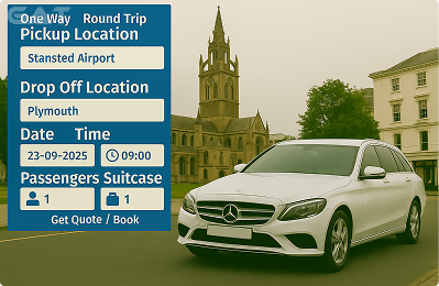 Book Airprt Taxi - Private car Stansted to Plymouth