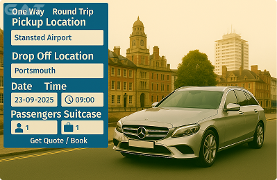 Book Airprt Taxi - Private car Stansted to Portsmouth