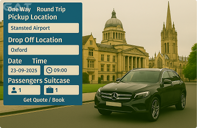 Book Airprt Taxi - Private car Stansted to Oxford