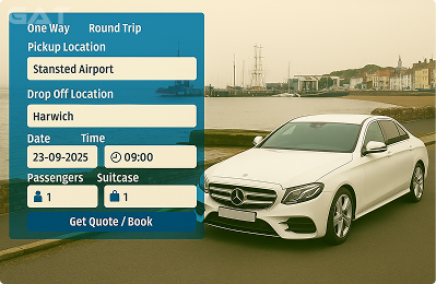 Book Airprt Taxi - Private car Stansted to Harwich