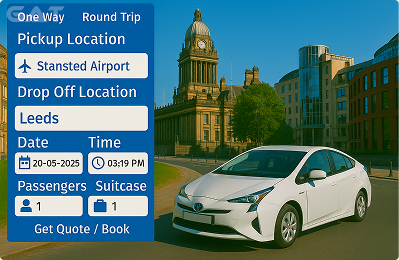 Book Airprt Taxi - Private car Stansted to Leeds