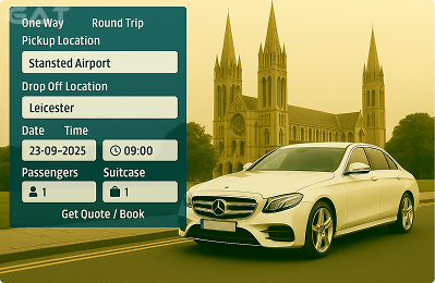 Book Airprt Taxi - Private car Stansted to Leicester