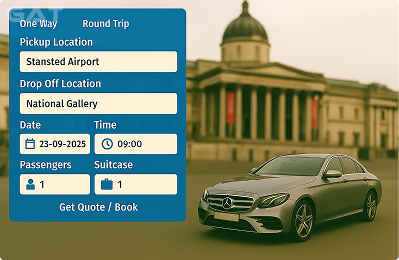 Book Airprt Taxi - Private car Stansted to National Gallery