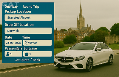 Book Airprt Taxi - Private car Stansted to Norwich
