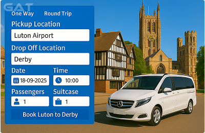 Book Airprt Taxi - Private car Luton to Derby