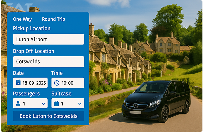 Book Airprt Taxi - Private car Luton to Cotswolds