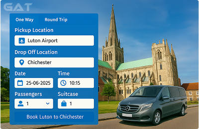 Book Airprt Taxi - Private car Luton to Chichester