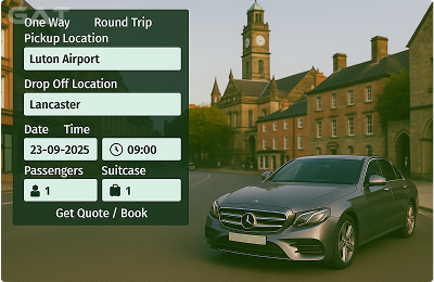 Book Airprt Taxi - Private car Luton to Lancaster
