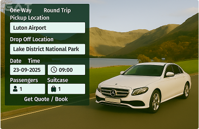 Book Airprt Taxi - Private car Luton to Lake District National Park