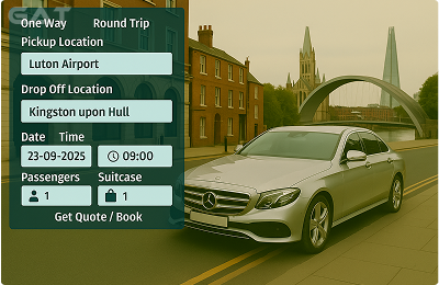 Book Airprt Taxi - Private car Luton to Kingston upon Hull