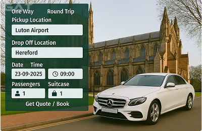 Book Airprt Taxi - Private car Luton to Hereford